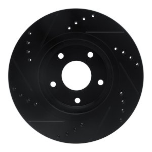 Nissan Rogue Brake Rotor (1) - Front Right - R1 Concepts - Drilled & Slotted - Black - `07-`15
